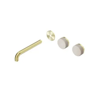 Nero Serenity Wall Basin Set 220mm Offset spout With Rome Travertine Handle Trim Kit Only Brushed Gold by Nero Tapware, a Bathroom Taps & Mixers for sale on Style Sourcebook