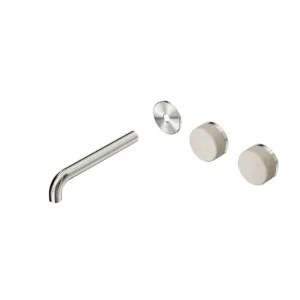 Nero Serenity Wall Basin Set 220mm Offset spout With Rome Travertine Handle Trim Kit Only Brushed Nickel by Nero Tapware, a Bathroom Taps & Mixers for sale on Style Sourcebook