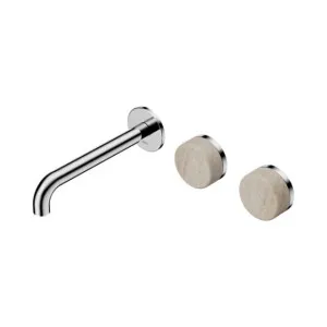 Nero Serenity Wall Basin Set 220mm Offset Spout With Rome Travertine Handle Chrome by Nero Tapware, a Bathroom Taps & Mixers for sale on Style Sourcebook
