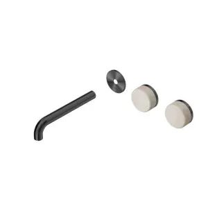 Nero Serenity Wall Basin Set 220mm Offset spout With Rome Travertine Handle Trim Kit Only Gun Metal by Nero Tapware, a Bathroom Taps & Mixers for sale on Style Sourcebook