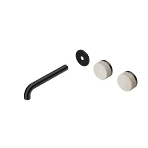 Nero Serenity Wall Basin Set 220mm Offset spout With Rome Travertine Handle Trim Kit Only Matte Black by Nero Tapware, a Bathroom Taps & Mixers for sale on Style Sourcebook