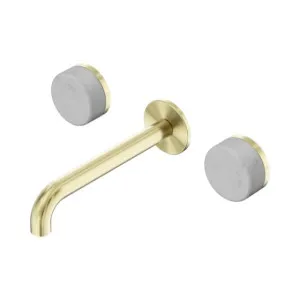Nero Serenity Wall Basin Set 220mm Spout With Carrara Handle Brushed Gold by Nero Tapware, a Bathroom Taps & Mixers for sale on Style Sourcebook