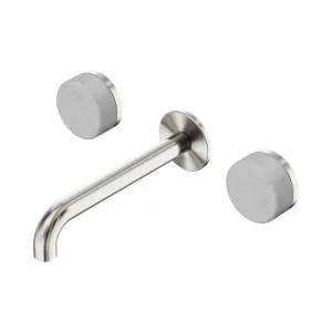 Nero Serenity Wall Basin Set 220mm Spout With Carrara Handle Brushed Nickel by Nero Tapware, a Bathroom Taps & Mixers for sale on Style Sourcebook