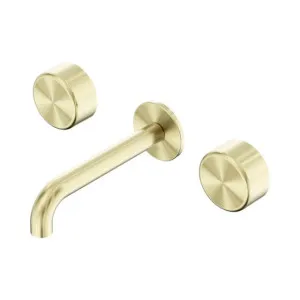 Nero Serenity Wall Basin Set 220mm Spout With Metal Handle Brushed Gold by Nero Tapware, a Bathroom Taps & Mixers for sale on Style Sourcebook