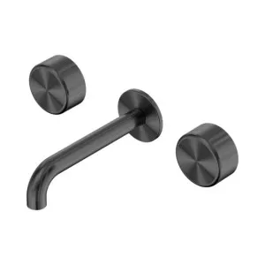 Nero Serenity Wall Basin Set 220mm Spout With Metal Handle Gun Metal by Nero Tapware, a Bathroom Taps & Mixers for sale on Style Sourcebook