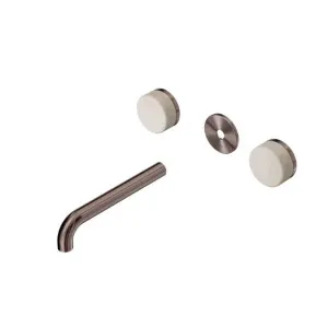 Nero Serenity Wall Basin Set 220mm Spout With Rome Travertine Handle Trim Kit Only Brushed Bronze by Nero Tapware, a Bathroom Taps & Mixers for sale on Style Sourcebook