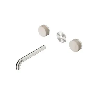 Nero Serenity Wall Basin Set 220mm Spout With Rome Travertine Handle Trim Kit Only Brushed Nickel by Nero Tapware, a Bathroom Taps & Mixers for sale on Style Sourcebook