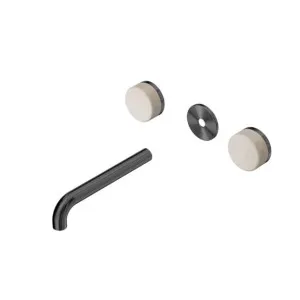 Nero Serenity Wall Basin Set 220mm Spout With Rome Travertine Handle Trim Kit Only Gun Metal by Nero Tapware, a Bathroom Taps & Mixers for sale on Style Sourcebook