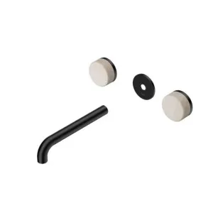 Nero Serenity Wall Basin Set 220mm Spout With Rome Travertine Handle Trim Kit Only Matte Black by Nero Tapware, a Bathroom Taps & Mixers for sale on Style Sourcebook