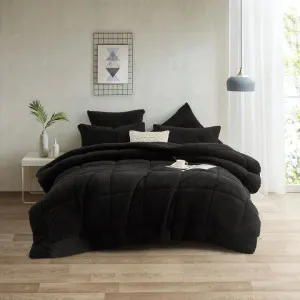 Morgan and Reid Black Snuggle Fleece Comforter Set by null, a Quilts & Bedspreads for sale on Style Sourcebook