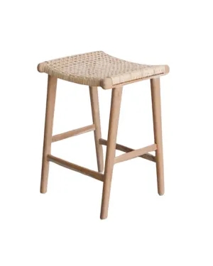 Luna Teak Wood   Rattan Stool by Koko Collective, a Stools for sale on Style Sourcebook