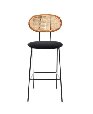 Betty Barstool - Black Velvet/Rattan by null, a Bar Stools for sale on Style Sourcebook