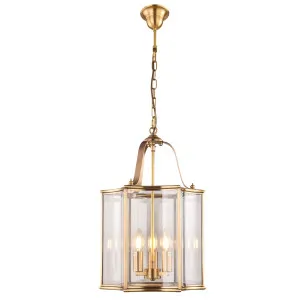 Vencha Brentwood Standard Curved Hexagonal Lantern Pendant Gold by Vencha, a Pendant Lighting for sale on Style Sourcebook