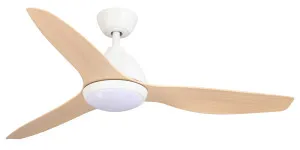 Fanco Breeze 52" AC Ceiling Fan With LED Light and Wall Control White and Beechwood by Fanco, a Ceiling Fans for sale on Style Sourcebook