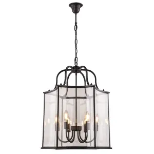Vencha Brentwood Large Curved Hexagonal Lantern Pendant Black by Vencha, a Pendant Lighting for sale on Style Sourcebook