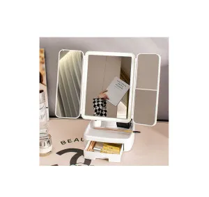 Tri-Fold Shell LED Vanity Mirror 35cm x 18cm by Luxe Mirrors, a Shaving Cabinets for sale on Style Sourcebook