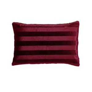 Morgan and Reid Cherry Red Velvet Stripe Crushed Snuggle Fleece Pillowcase Pair by null, a Pillow Cases for sale on Style Sourcebook