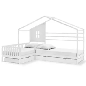 Gawler Solid Pine Twin Kids House Bed w/ Drawers - White by Luxo, a Kids Beds & Bunks for sale on Style Sourcebook