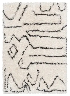 Batola Cream & Black Tribal Shag Rug by Miss Amara, a Shag Rugs for sale on Style Sourcebook