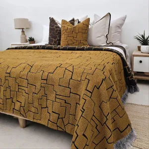 Serene Reversable Massive Throw Bedcover 140cm x 220cm  - Bright Orange | Abstract Black by null, a Cushions, Decorative Pillows for sale on Style Sourcebook