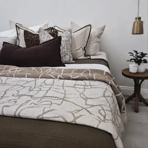 Chinoiserie Reversable Jacquard Massive Throw Bedcover 140cm x 220cm - Abstract Brown by null, a Cushions, Decorative Pillows for sale on Style Sourcebook