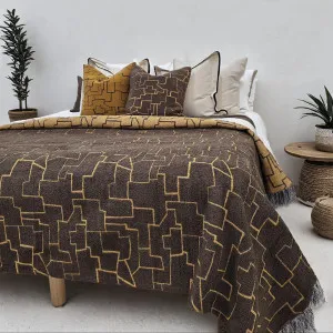 Serene Reversable Massive Throw Bedcover 140cm x 220cm  - Chocolate | Abstract Burnt Orange by null, a Cushions, Decorative Pillows for sale on Style Sourcebook