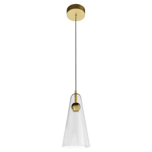 Calibo Skua Artisan Glass Tricolour LED Pendant Brushed Brass by Calibo, a Pendant Lighting for sale on Style Sourcebook