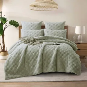 Morgan and Reid Checkered Soft Sage Snuggle Fleece Comforter Set by null, a Quilts & Bedspreads for sale on Style Sourcebook