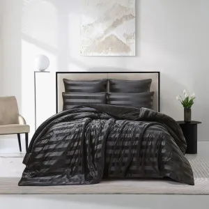 Morgan and Reid Black Velvet Stripe Snuggle Fleece Comforter Set by null, a Quilts & Bedspreads for sale on Style Sourcebook