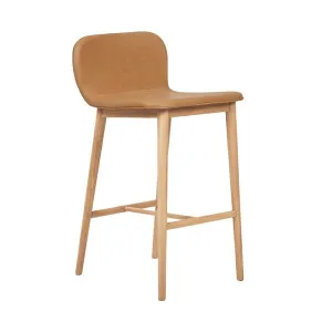 Sketch Puddle Upholstered Barstools - Camel Leather - Light Oak by null, a Bar Stools for sale on Style Sourcebook