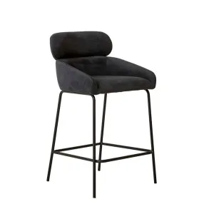 Nixon Barstool - Onyx Velvet - Black by null, a Bar Stools for sale on Style Sourcebook