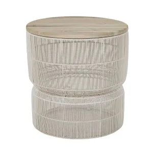 Corsica Float Side Table - Chalk - Aged Teak by null, a Tables for sale on Style Sourcebook