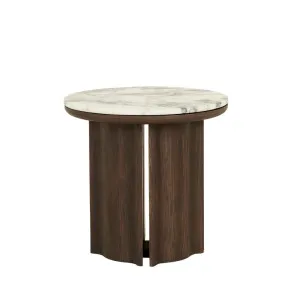 Leon Marble Side Table - Matt Ocean Marble - Tobacco Ash by null, a Side Table for sale on Style Sourcebook