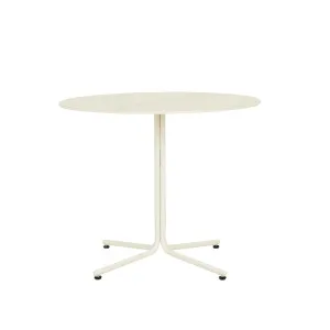 Riley Round Dining Table - Travertine Ceramic - Bone Powdercoated Metal by null, a Dining Tables for sale on Style Sourcebook