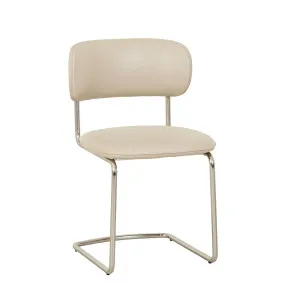 Piccolo Cantilever Dining Chair - Sandstone PU - Brushed Chrome by null, a Chairs for sale on Style Sourcebook