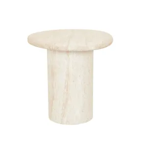 Lucia Curve Side Table - Faux Natural Travertine by null, a Tables for sale on Style Sourcebook