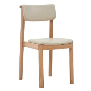 Natadora Noki Upholstered Dining Chair - Limestone Leather - Light Oak by null, a Chairs for sale on Style Sourcebook