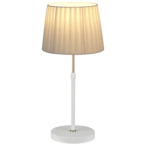CLA Crecer Height Adjustable Table Lamp with Slanted Pleated Shade White & Antique Brass by Compact Lamps Australia, a Table & Bedside Lamps for sale on Style Sourcebook