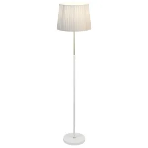 CLA Crecer Height Adjustable Floor Lamp with Slanted Pleated Shade White & Antique Brass by Compact Lamps Australia, a Floor Lamps for sale on Style Sourcebook