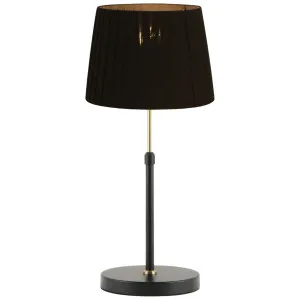 CLA Crecer Height Adjustable Table Lamp with Slanted Pleated Shade Black & Antique Brass by Compact Lamps Australia, a Table & Bedside Lamps for sale on Style Sourcebook