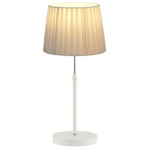 CLA Crecer Height Adjustable Table Lamp with Slanted Pleated Shade White & Chrome by Compact Lamps Australia, a Table & Bedside Lamps for sale on Style Sourcebook
