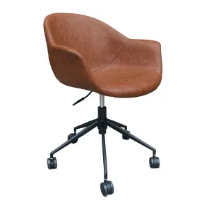 Daisy Office Chair - VINTAGE TAN PU - Black Metal by null, a Chairs for sale on Style Sourcebook