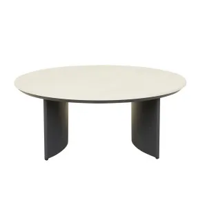 Caspian Round Coffee Table - Faux White Travertine - Iron Stone by null, a Outdoor Furniture for sale on Style Sourcebook