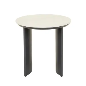 Caspian Side Table - Faux White Travertine - Iron Stone by null, a Outdoor Furniture for sale on Style Sourcebook