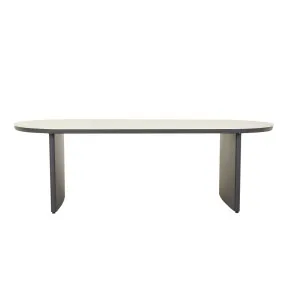 Caspian Oval Dining Table - Faux White Travertine - Iron Stone by null, a Outdoor Furniture for sale on Style Sourcebook