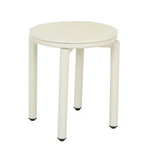 Melba Round Side Table - Faux Light Travertine - Sandcastle by null, a Outdoor Furniture for sale on Style Sourcebook