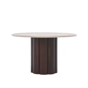 Natadora Kora Marble Dining Table - Walnut - Natural Travertine by null, a Dining Tables for sale on Style Sourcebook