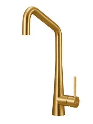 Essente Square Goose Neck Sink Mixer 316 Brushed In Gold By Oliveri by Oliveri, a Kitchen Taps & Mixers for sale on Style Sourcebook