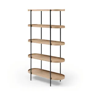 Cleo 5 Tier Shelf 165cm x 100cm Bookcase Natural Ash & Black Frame by null, a Bookshelves for sale on Style Sourcebook