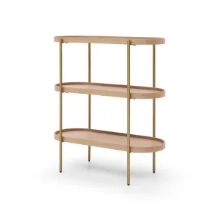 Cleo 3 Tier Shelf 90cm x 80cm Bookcase/Console Natural Ash & Gold by null, a Bookshelves for sale on Style Sourcebook